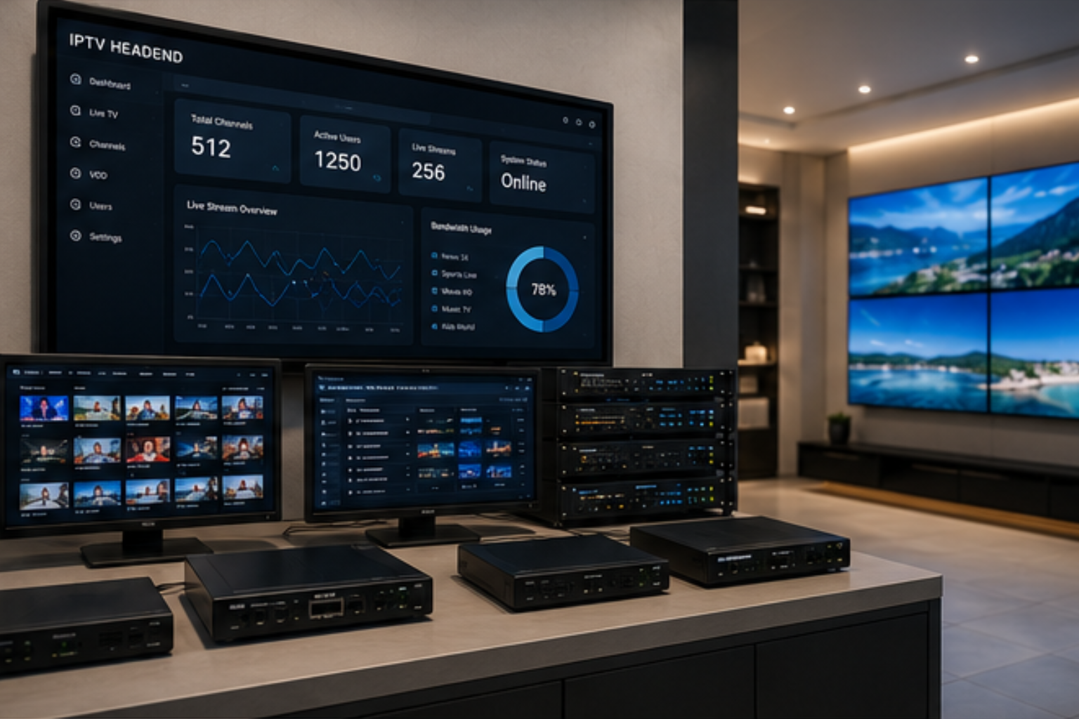 ASTRALINX Centralized IPTV Headend System and Screen Management Hub